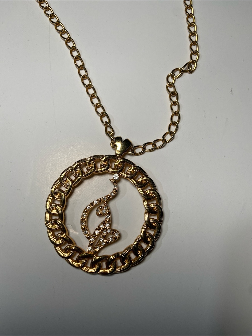 Vintage 90’s/Y2K Gold tone Necklace with Crystal Details Hip Hop Style